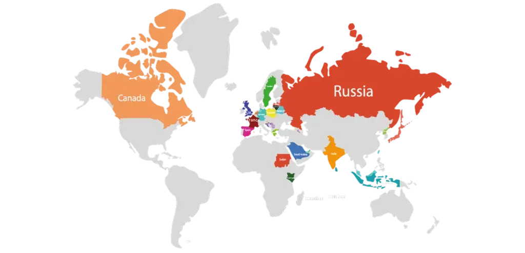 Map of EGAST export markets across more than 46 countries
